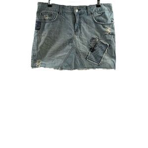 Lux Anthropologie Distressed Denim Skirt Size 9